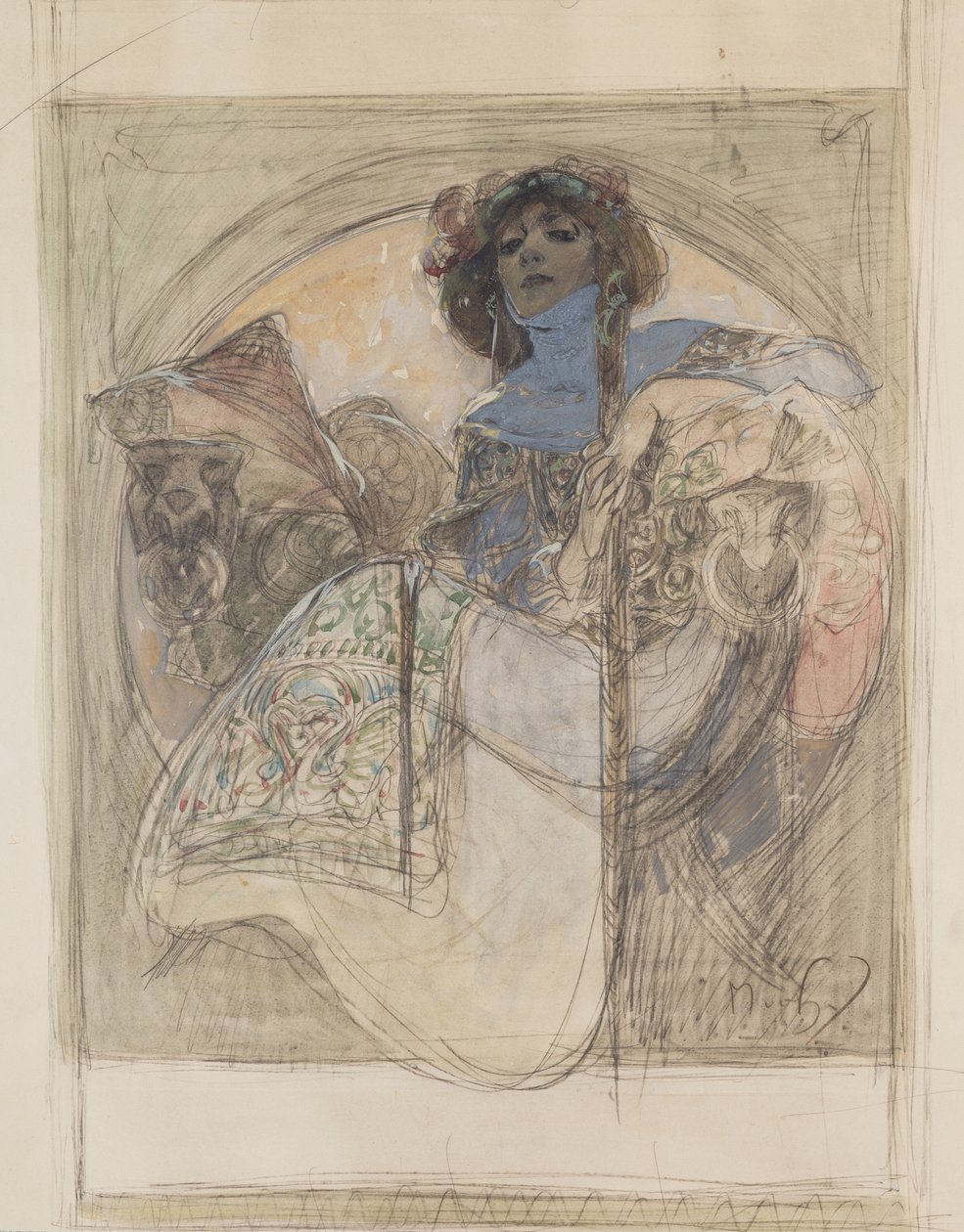 Ülő nő – tanulmány plakáthoz, 1897 alkotó: Alphonse Mucha