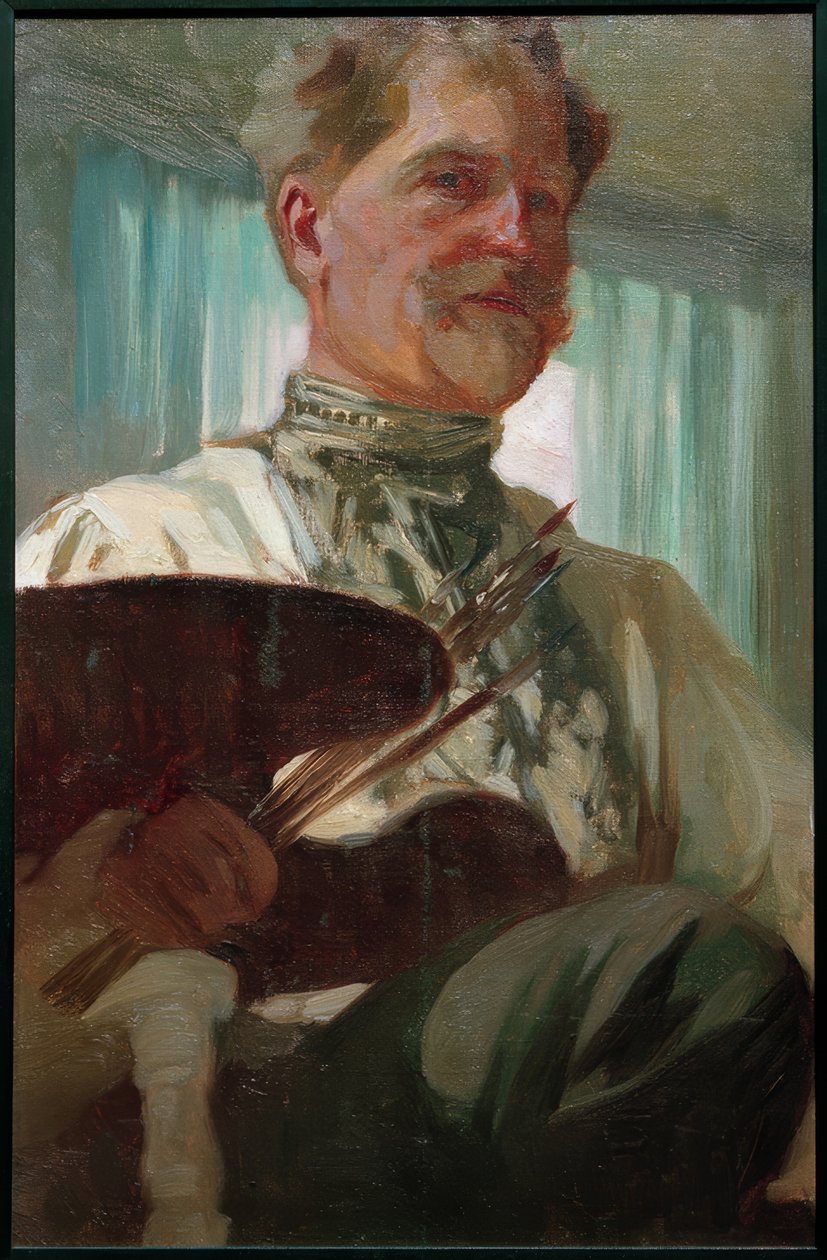 Önarckép palettával alkotó: Alphonse Mucha