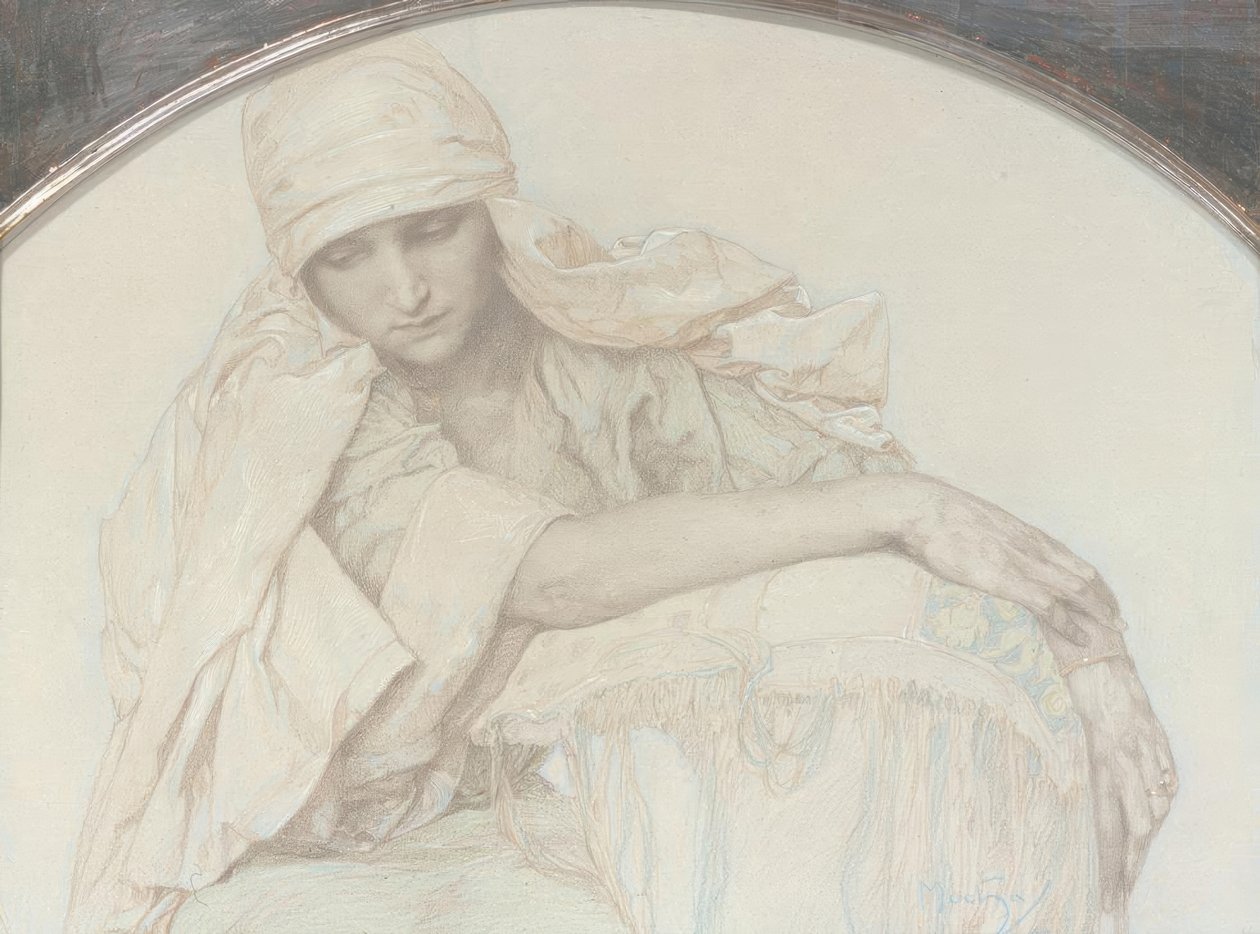 Tanulmány egy fiatal nőről alkotó: Alphonse Mucha