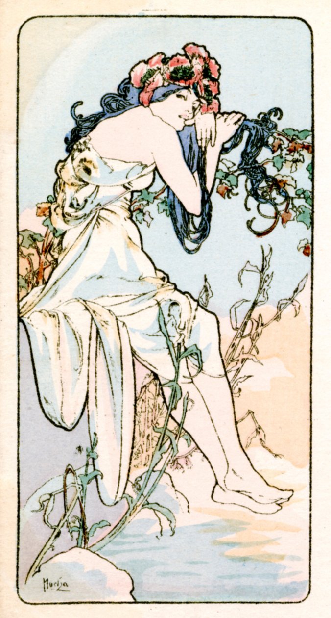 "Nyár", 1900 alkotó: Alphonse Mucha