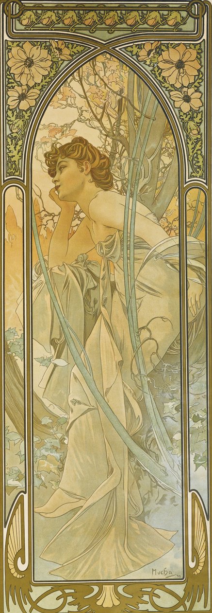 A napszakok: esti álom alkotó: Alphonse Mucha