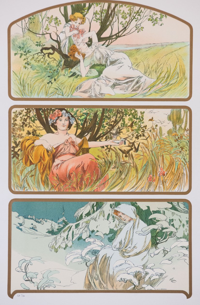 Három évszak, c. 1898. alkotó: Alphonse Mucha