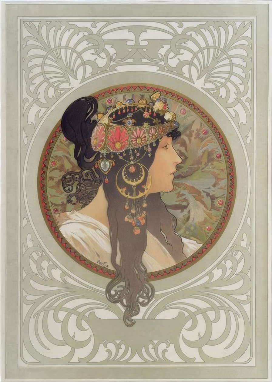 Bizánci fej: barna alkotó: Alphonse Mucha