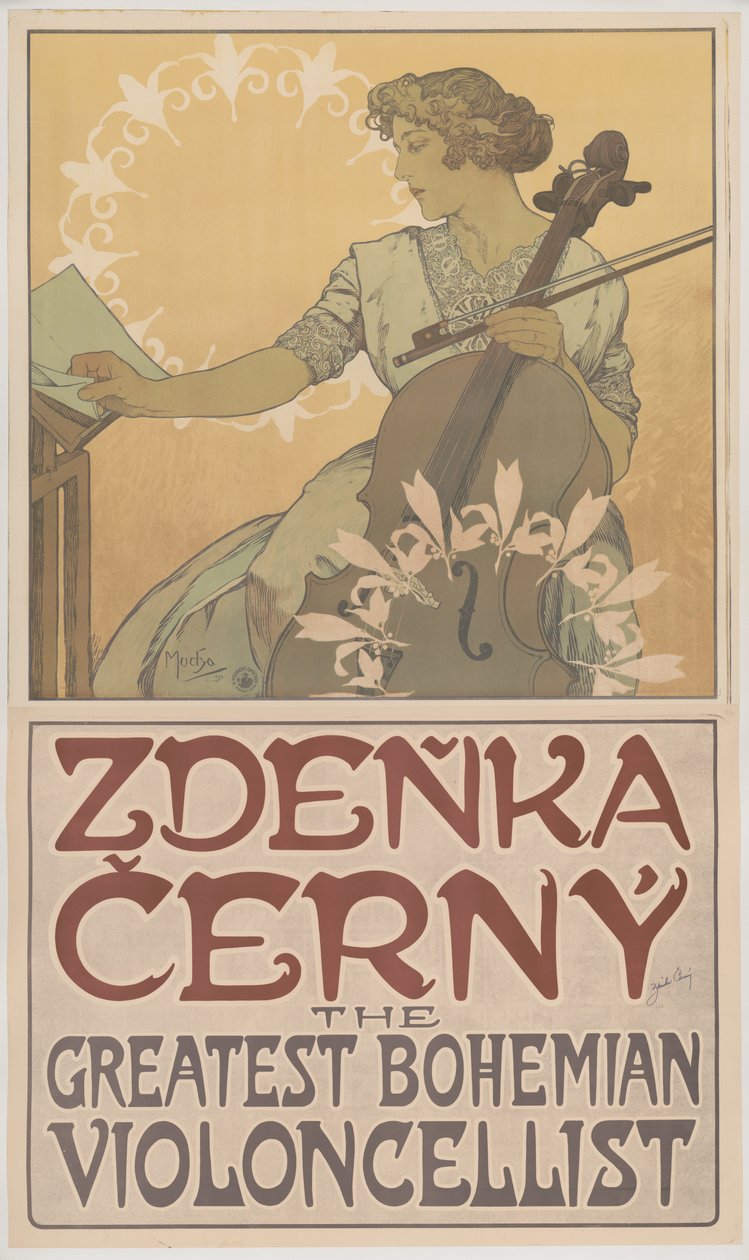 Zde? Ka? Erný, a legnagyobb cseh csellóművész, 1913 alkotó: Alphonse Mucha
