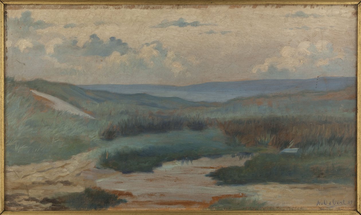 Egy tó a dűnék között éjszaka, Siouville alkotó: Alphonse Osbert