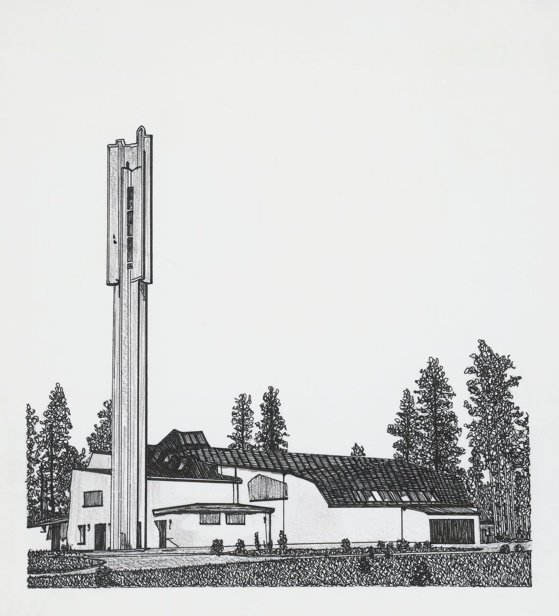a Három Kereszt Templomának rajza alkotó: Alvar Aalto