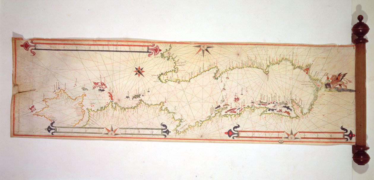 Az Adria miniatűr tengeri térképe, 1624 (pergamen) alkotó: Alvise Gramolin