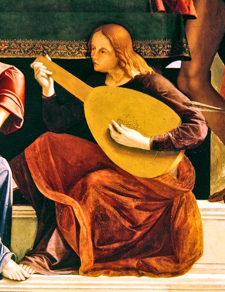 Szent Ambrus oltárképének részlete alkotó: Alvise and Basaiti Marco Vivarini