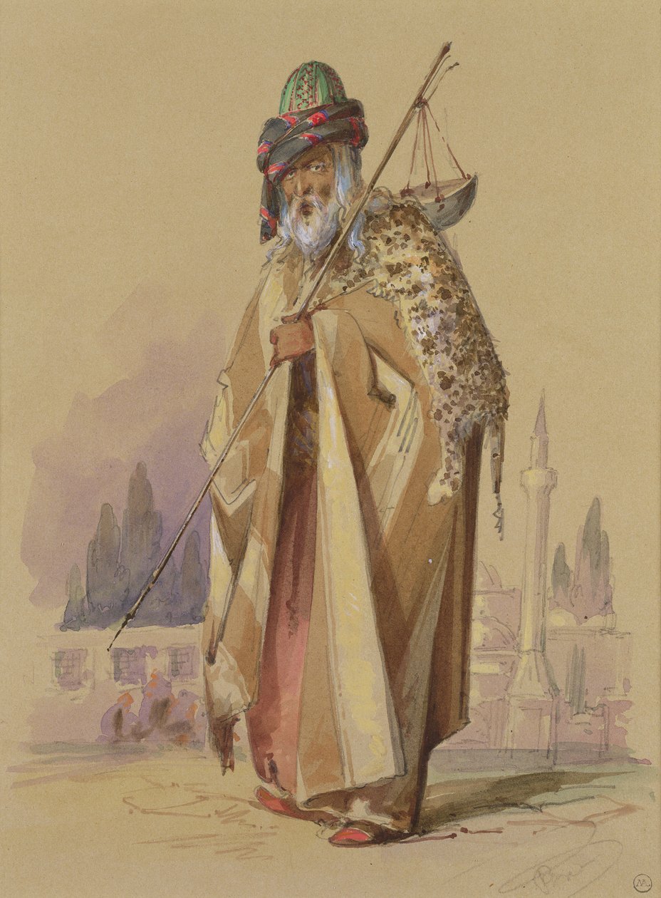 Dervis leopárdbőrrel, 1855 körül alkotó: Amadeo Preziosi