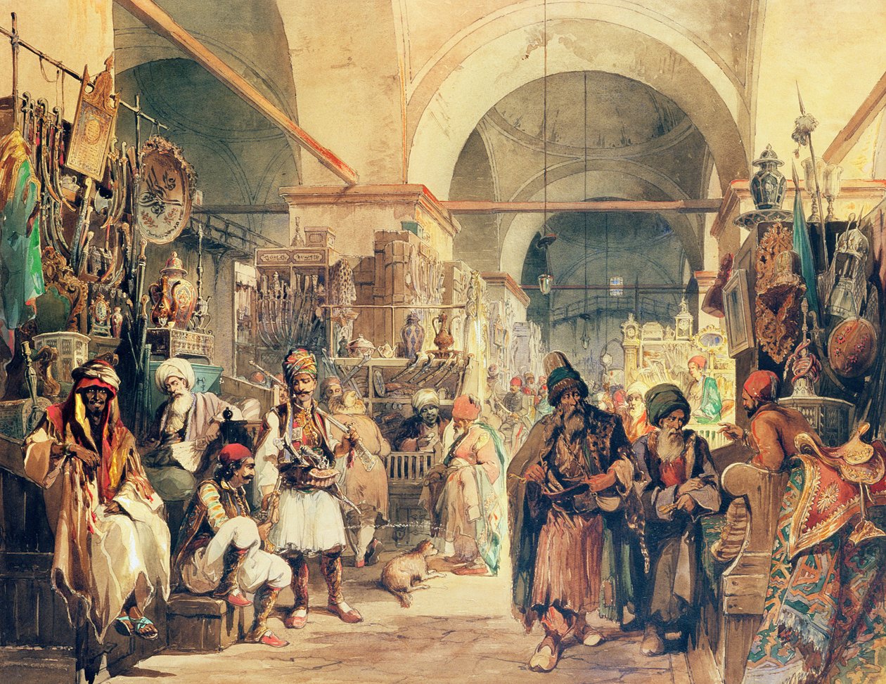 Török bazár, 1854 (ceruza és WC papíron) alkotó: Amadeo Preziosi