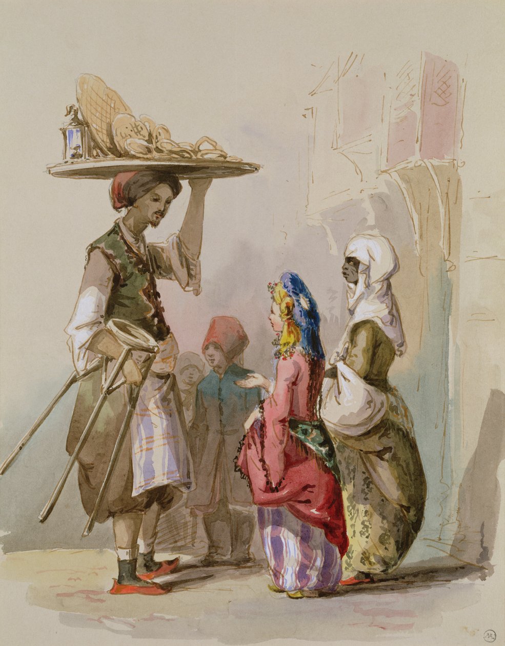 Egy edényárus, 1855 körül alkotó: Amadeo Preziosi