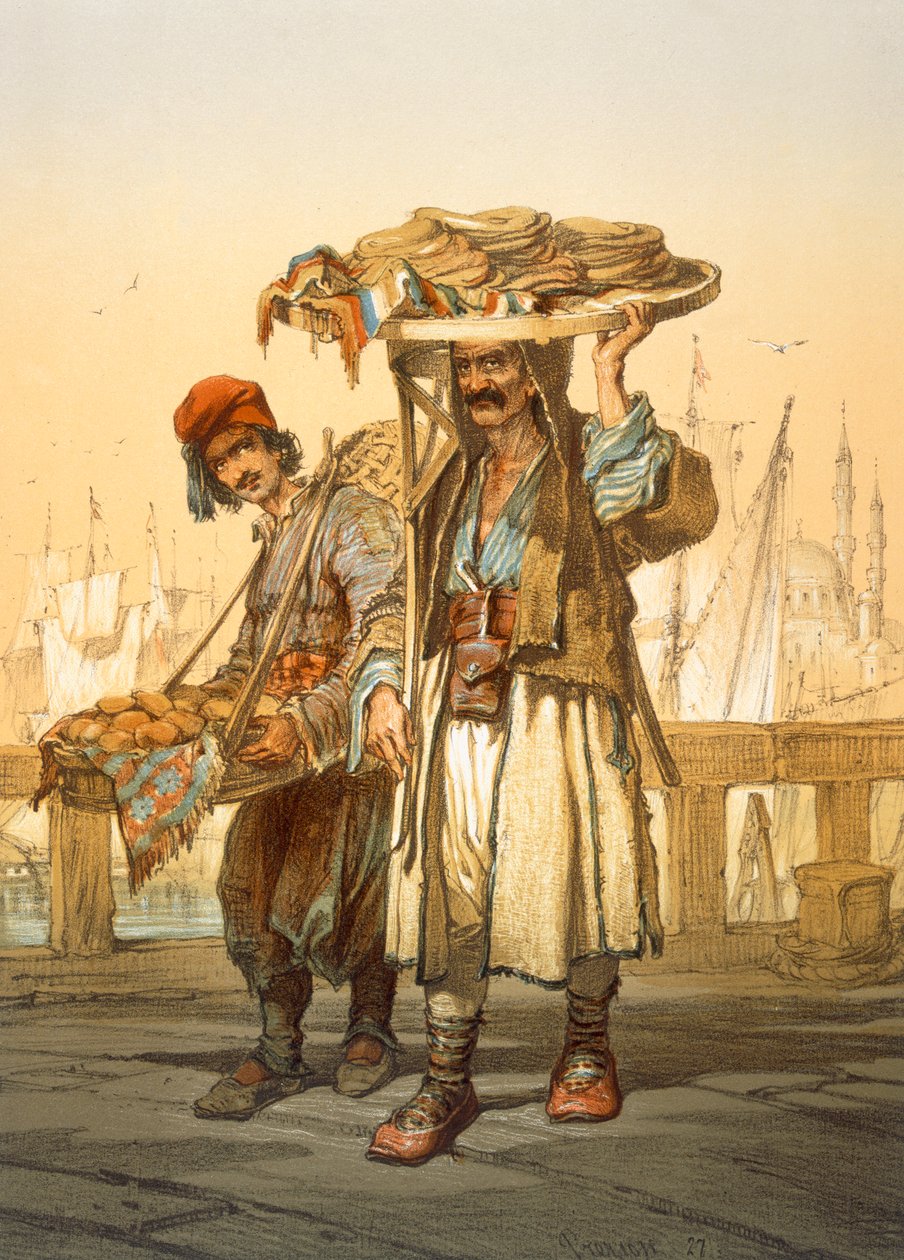 Kenyérárusok a rakparton, 1865 alkotó: Amadeo Preziosi