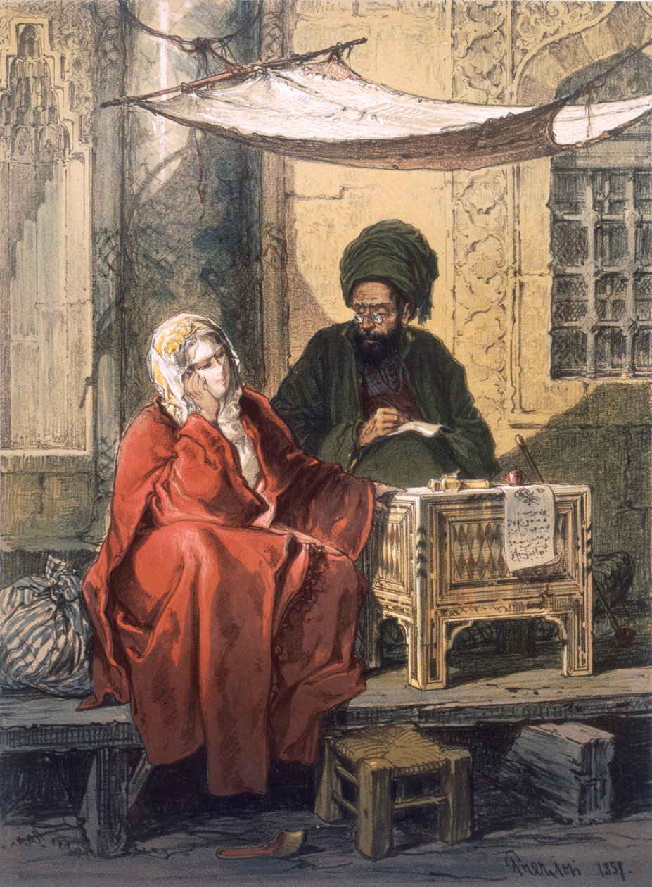 Levélírás, 1858 alkotó: Amadeo Preziosi