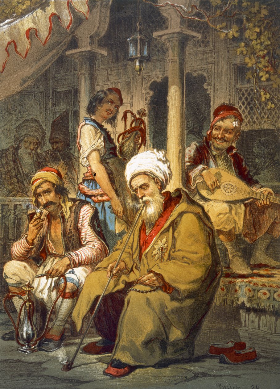 Jelenet egy kávézóban, 1865 alkotó: Amadeo Preziosi