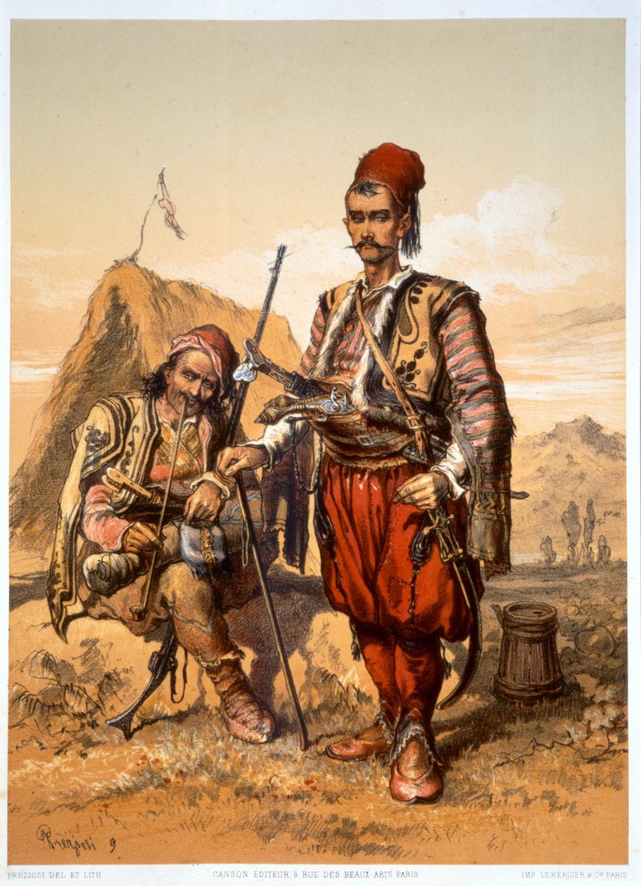 Török gyalogosok az oszmán hadseregben, 1857 alkotó: Amadeo Preziosi