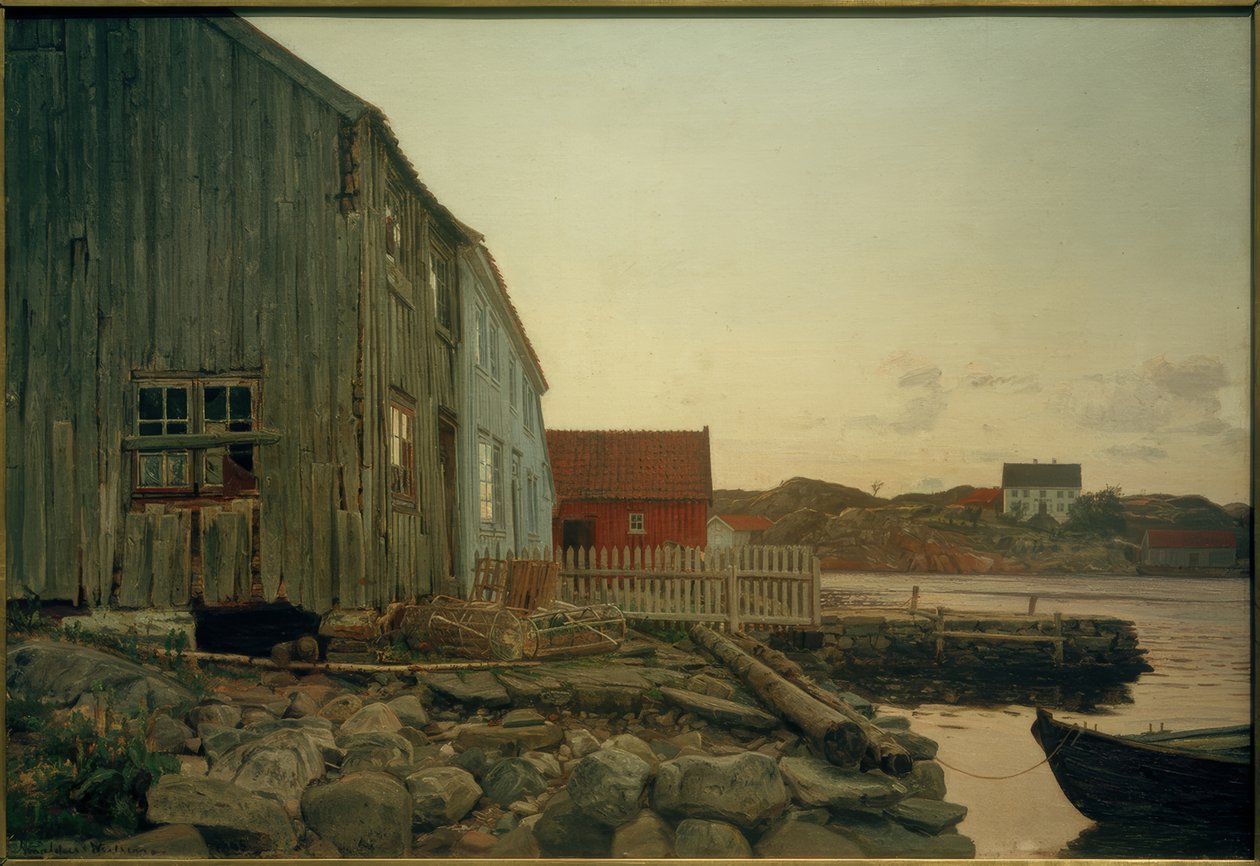 Egy halászkunyhó, Old Hellesund alkotó: Amaldus Nielsen