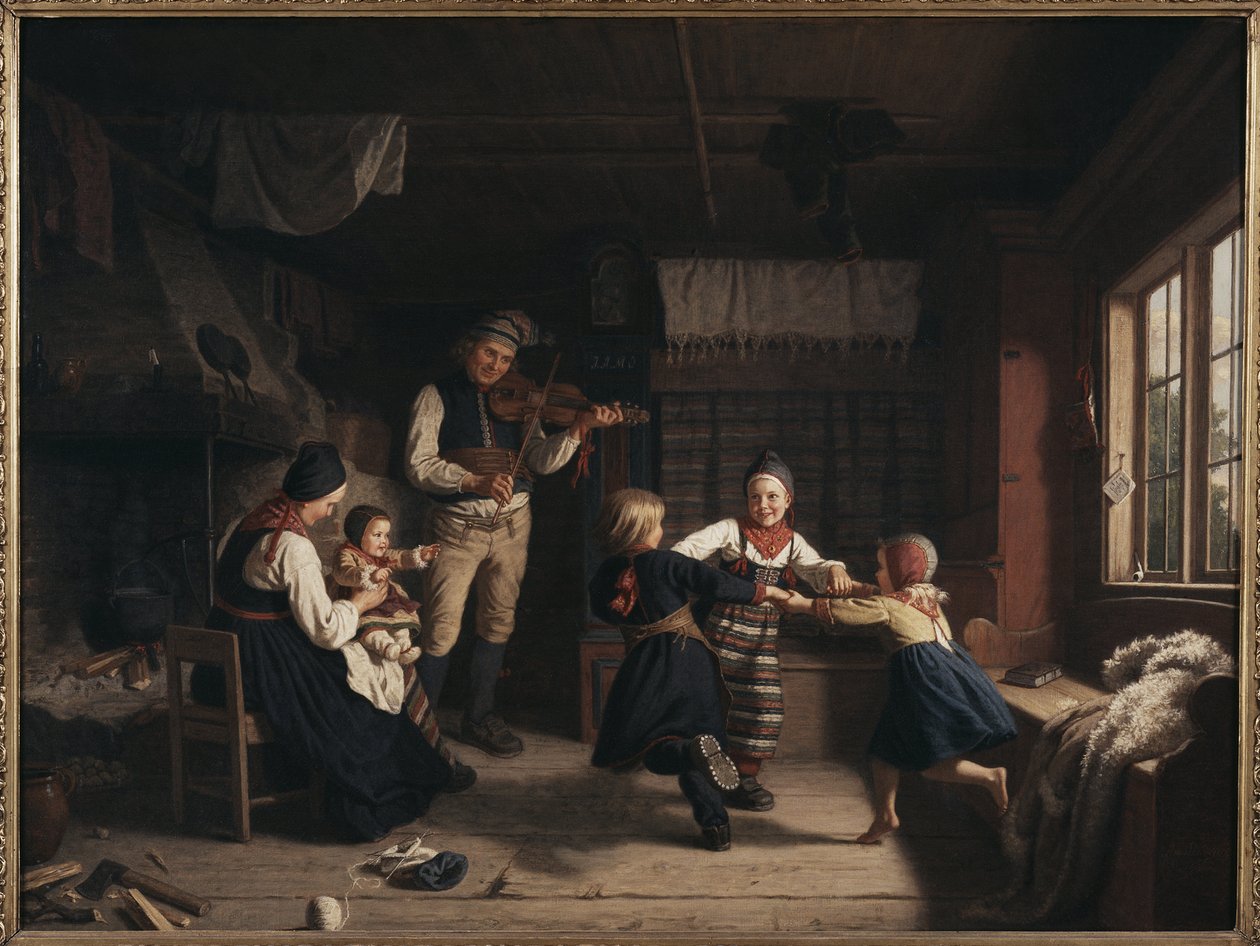 Vasárnap este egy parasztházban Dalecarliában - Vasárnap este egy parasztházban Dalarnában, Lindegren, Amalia (1814-1891). olajfestmény alkotó: Amalia Lindegren