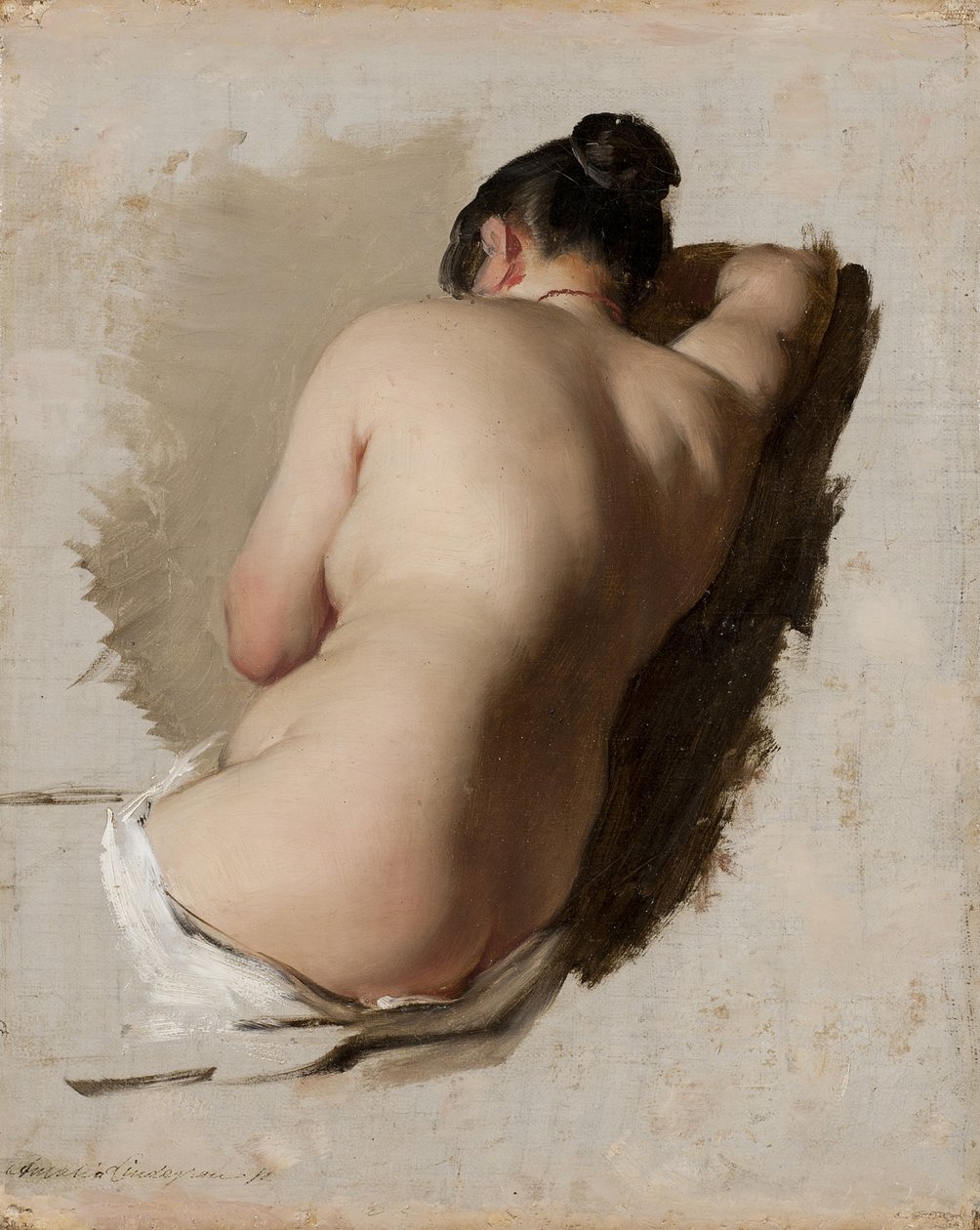 Tanulmány egy aktról, 1850 körül (olaj, vászon) alkotó: Amalia Lindegren