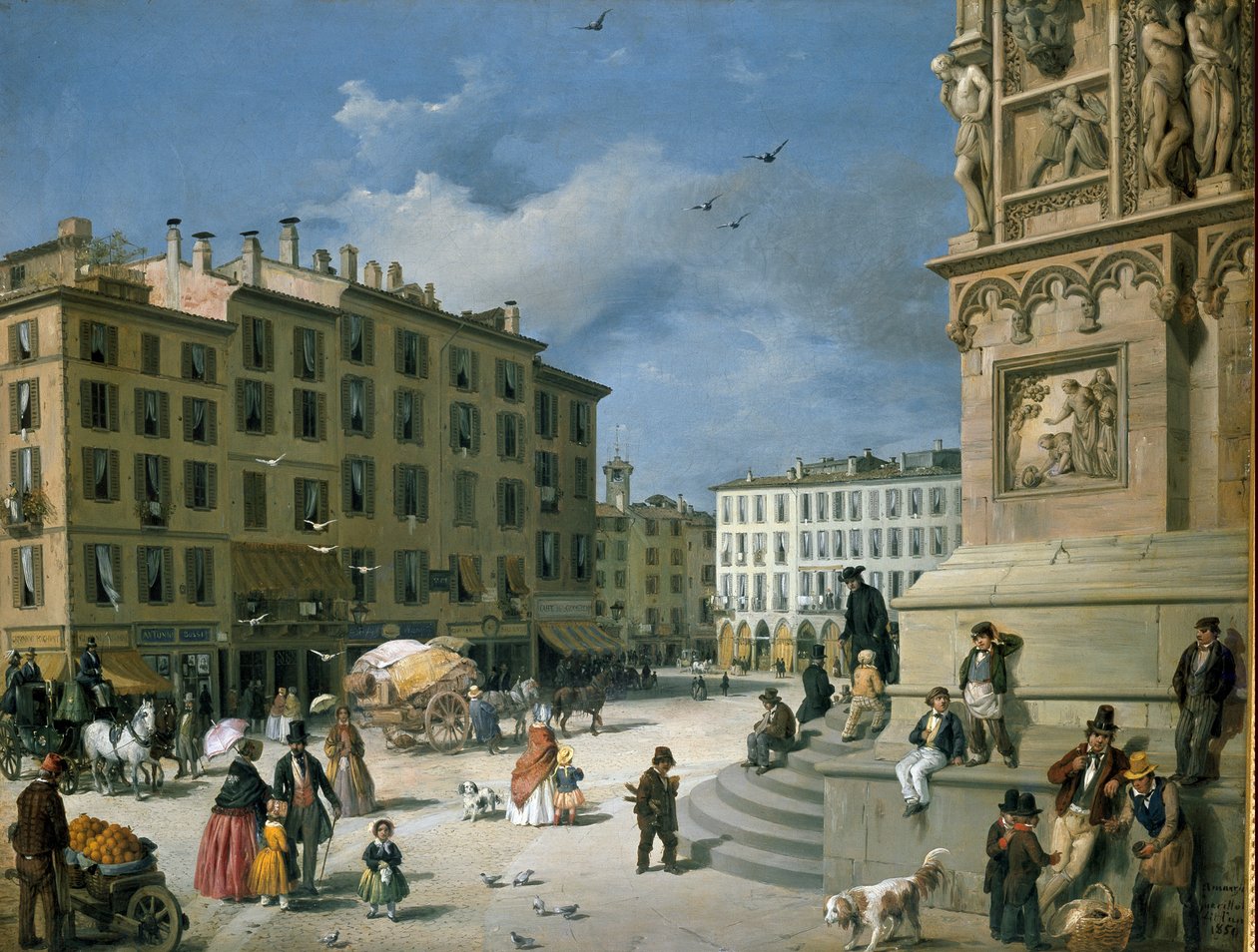 Amanzia Guerillot Inganni, Piazza del Duomo, 1850 alkotó: Amanzia Guérillot