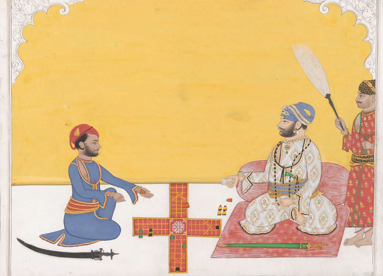 Maharaja Sovan Singh játszik Pachisi, K. 1868. alkotó: Ambav