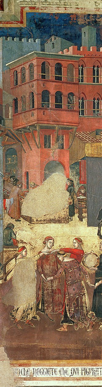 Jó kormányzás a városban, 1338-40 részlet az 57868 freskóból alkotó: Ambrogio Lorenzetti