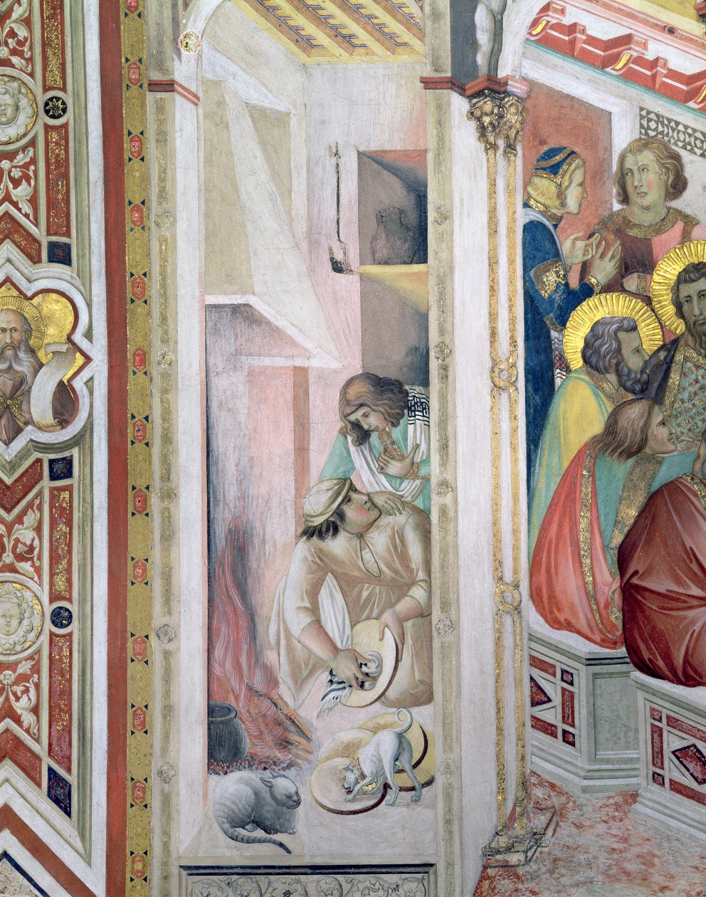 Az utolsó vacsora, a kandalló részlete, 1325 (182061 részlet) alkotó: Ambrogio Lorenzetti