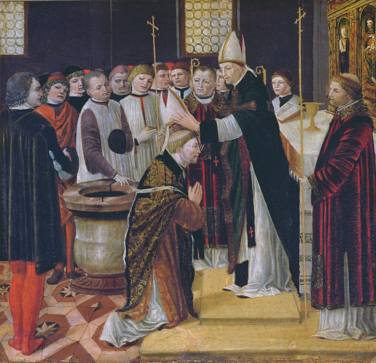 Szent Ágoston felszentelése (tempera a táblán) alkotó: Ambrogio da Fossano