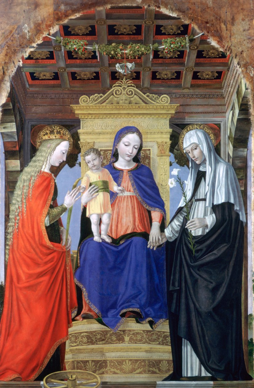 Szűz és gyermek Alexandriai Szent Katalinnal és Sienai Szent Katalinnal, 1490 alkotó: Ambrogio Bergognone