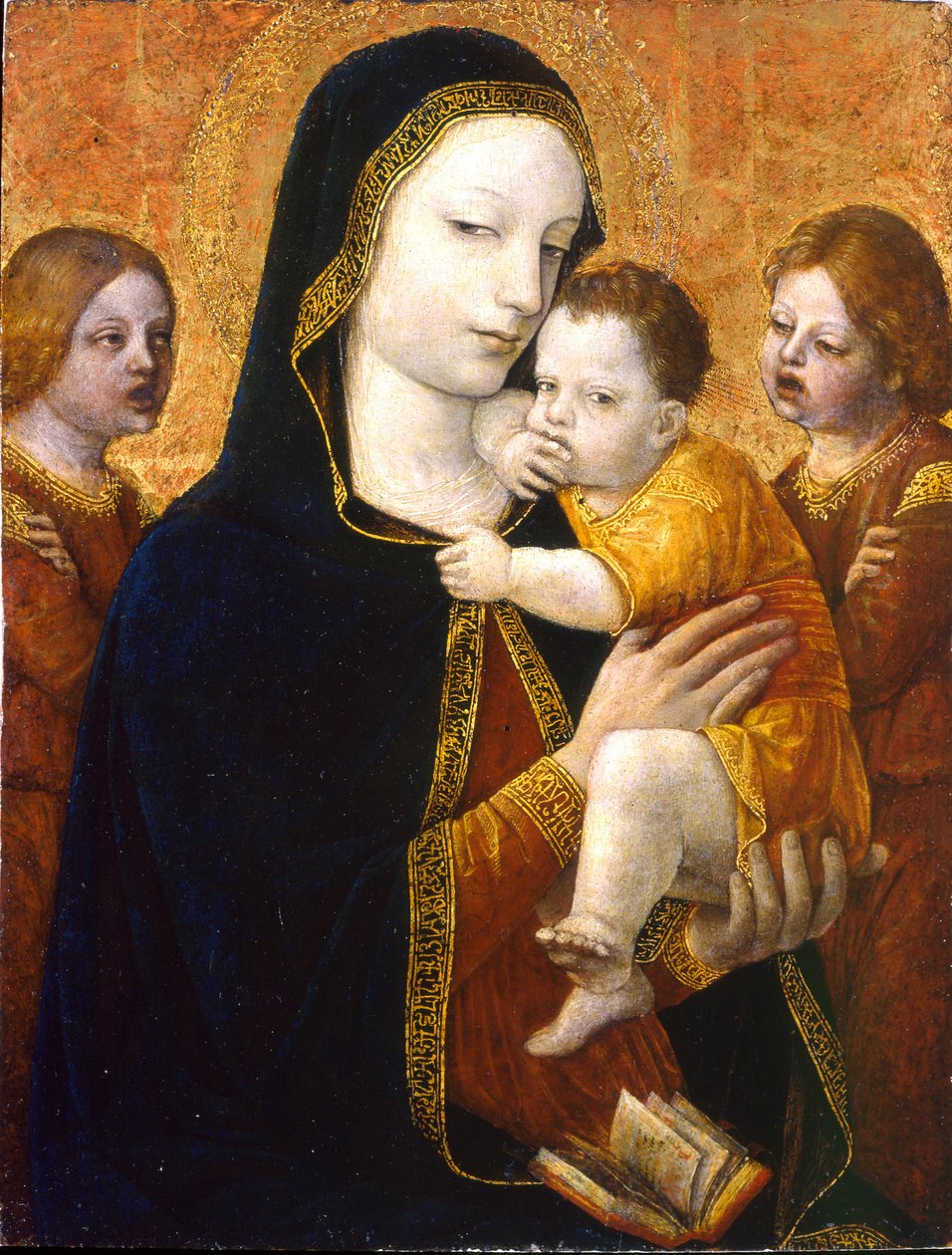 Szűz és gyermek két angyallal, 1485 körül alkotó: Ambrogio Bergognone