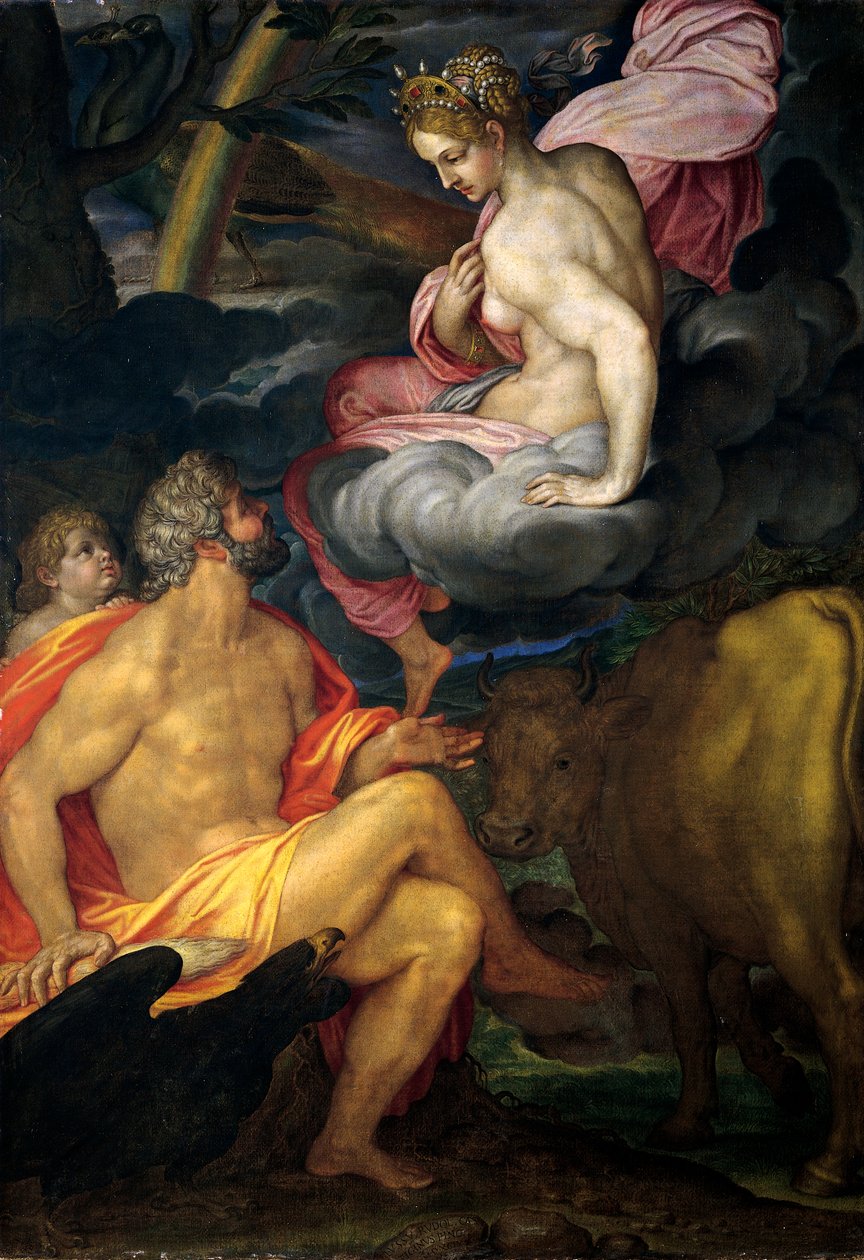 Jupiter, Juno és Io, Ambrogio Figino, olaj, vászon, 211x145 cm alkotó: Ambrogio Giovanni Figino