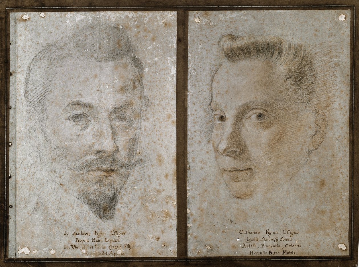 Önarckép és a festő húgának portréja (Rajz alkotó: Ambrogio Giovanni Figino