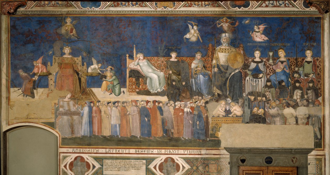 A jó kormány allegóriája Freskóciklus A jó és rossz kormány allegóriája, 1338-1339 alkotó: Ambrogio Lorenzetti