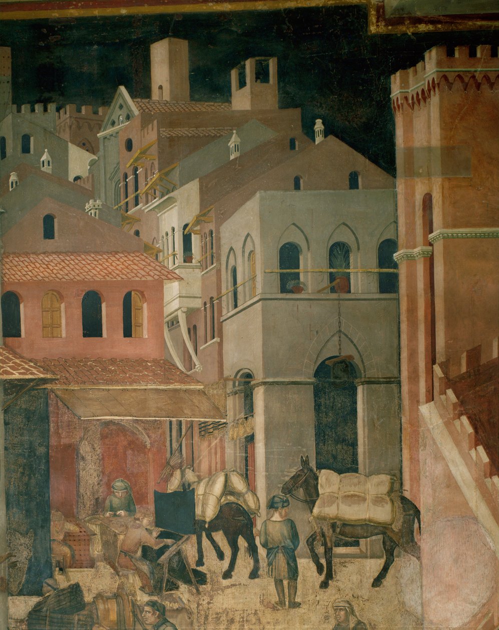 Épületek a városban (freskófestés) alkotó: Ambrogio Lorenzetti