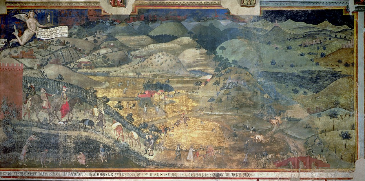 A jó kormányzás hatásai a vidéken, 1388-40 alkotó: Ambrogio Lorenzetti