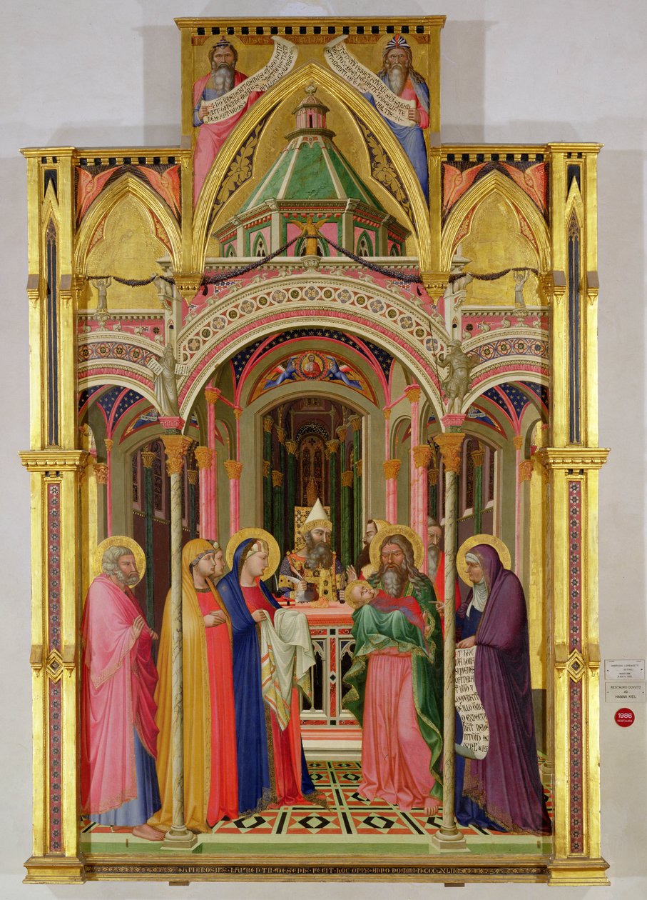 A bemutató a templomban, 1342 (tempera a panelen) alkotó: Ambrogio Lorenzetti
