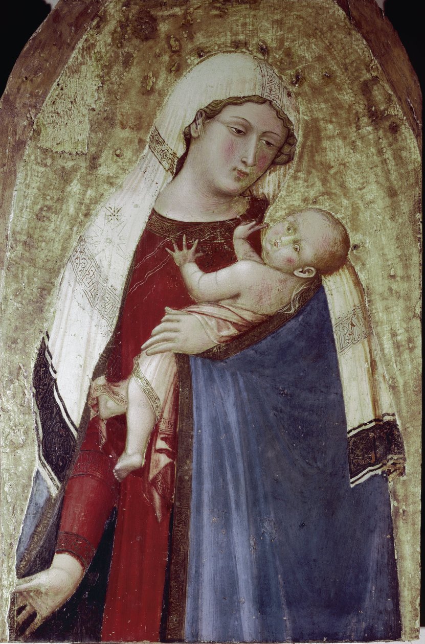 A Szűz és a Gyermek Jézus, poliptikus központi része (tempera fán alkotó: Ambrogio Lorenzetti