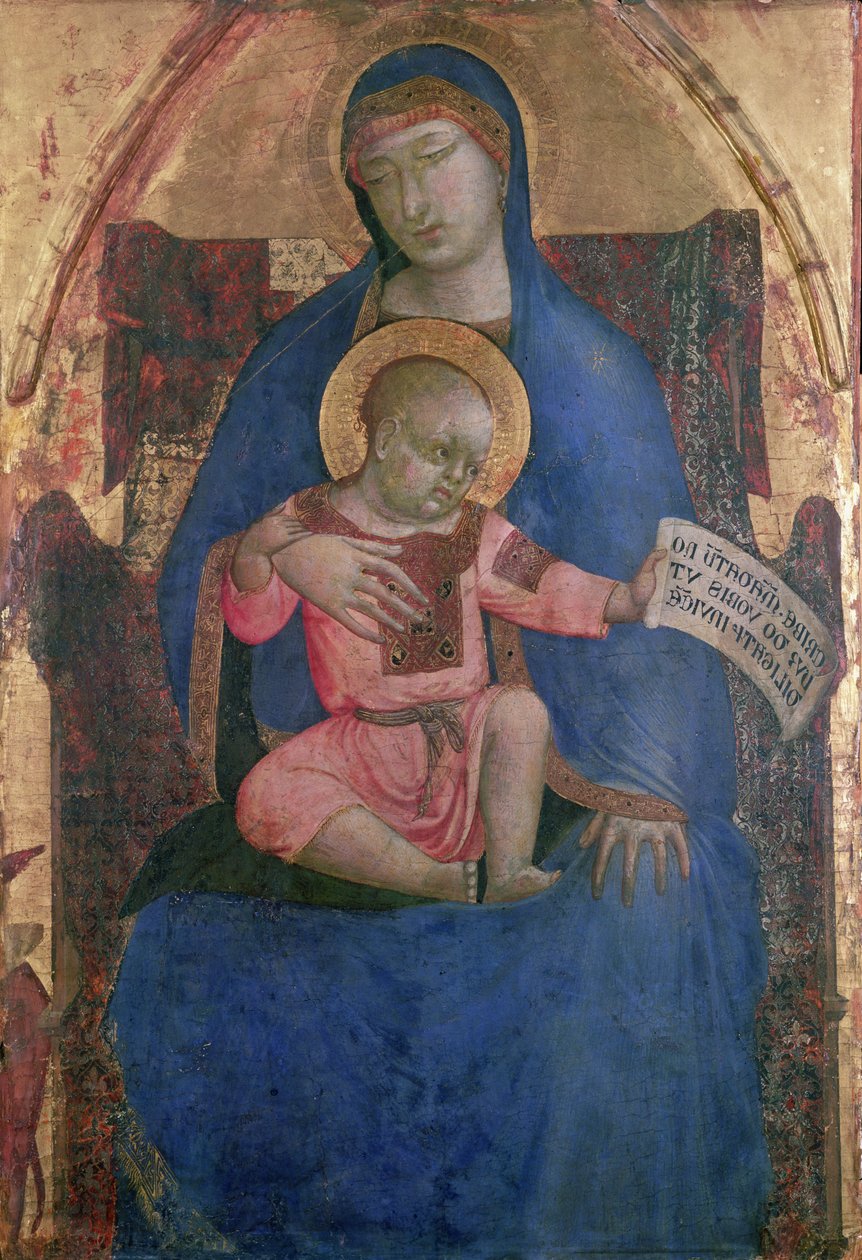 Szűz és Gyermek trónolt, 14. század alkotó: Ambrogio Lorenzetti
