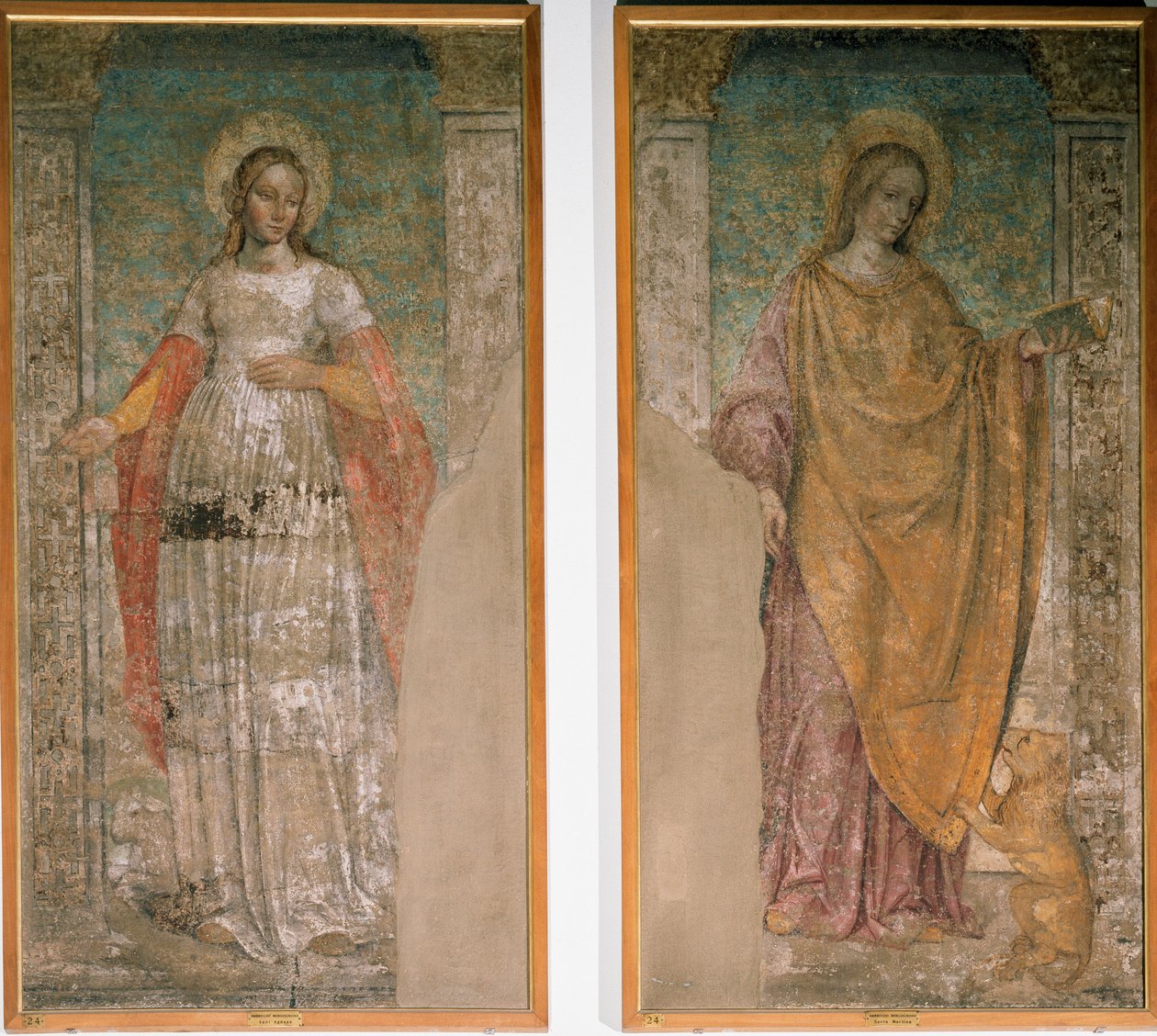 Római Szent Ágnes és Római Szent Márton (freskó alkotó: Ambrogio da Fossano (c.1460 1523)