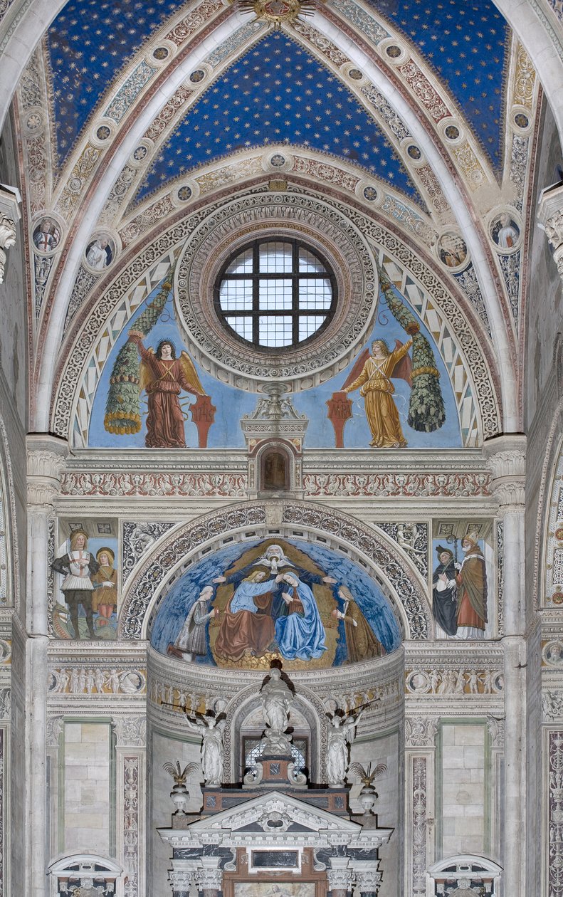 Szűz Mária koronázása Istennel és Szentlélekkel Francesco és Ludovico Sforza között, 1500-1522 alkotó: Ambrogio da Fossano
