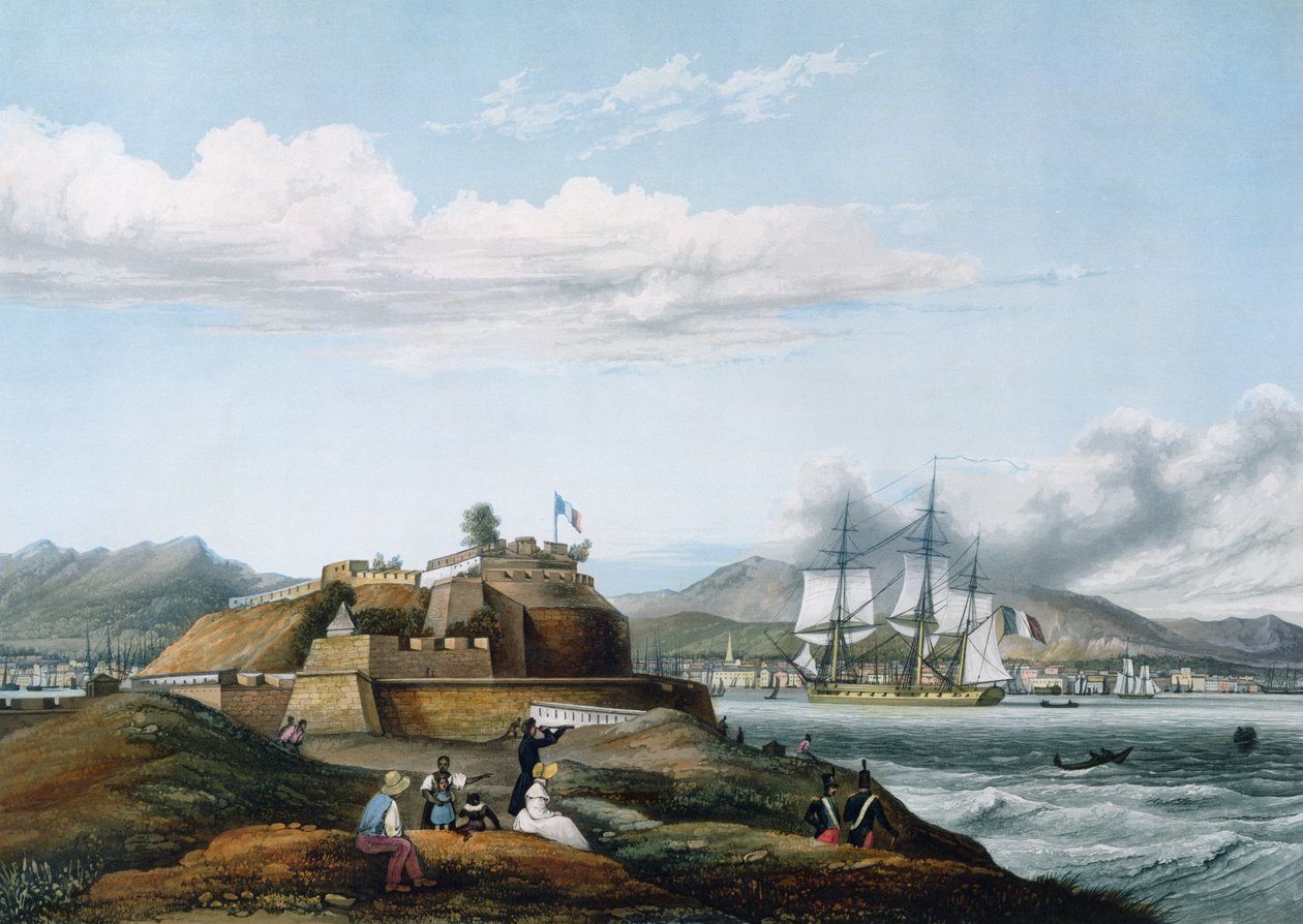 Kilátás a Fort Royalra, Martinique alkotó: Ambroise Louis Garneray