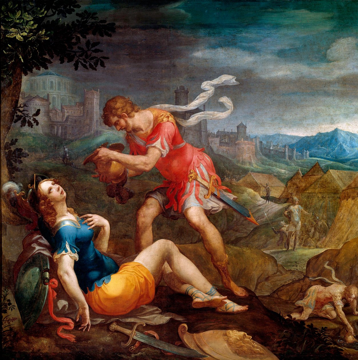 Tancrede megkereszteli Clorinde Illusztrációt Torquato Tasso (Le Muche néven ismert) „La jerusalem delivree” című verséhez alkotó: Ambroise Dubois