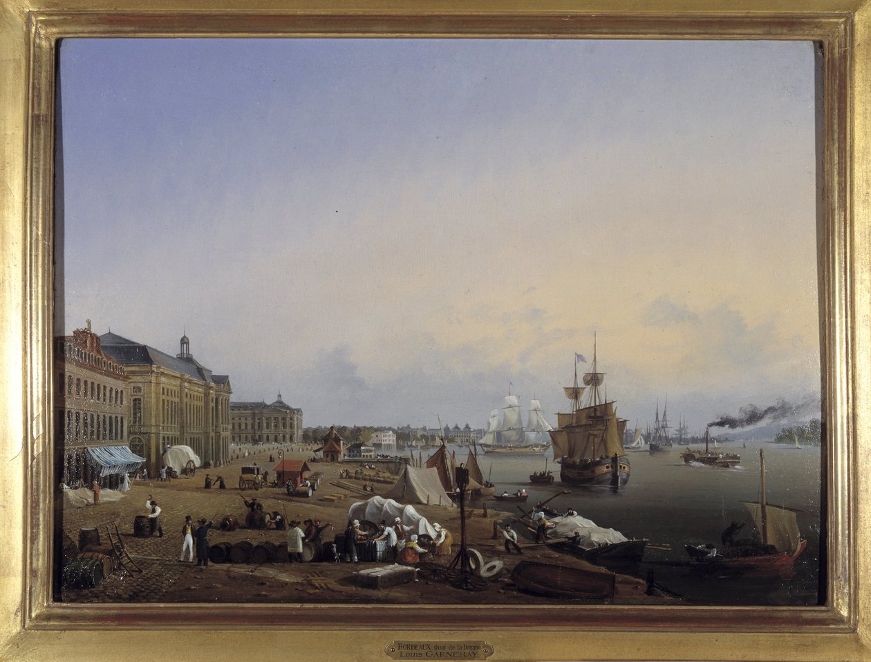 Bordeaux, a vám dokkja Louis Garneray, sd. 1820 körül, Olaj, vászon, H. 0,330; L. 0,460. CCIP Coll. alkotó: Ambroise Louis Garneray
