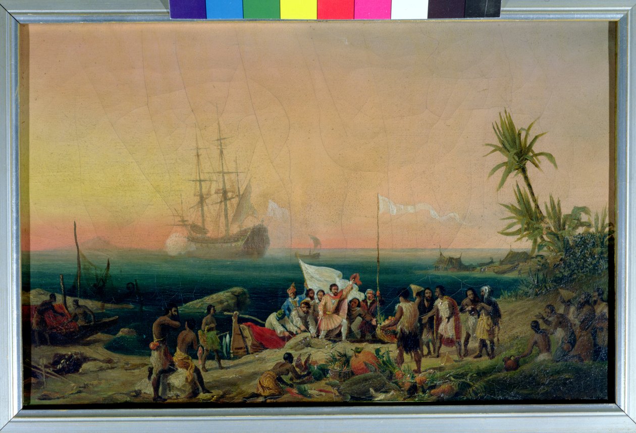 Jean de Bethencourt (kb.1360-1425), Norman Navigator, Lanzarote szigetének felfedezése 1402-ben, 1848 alkotó: Ambroise Louis Garneray