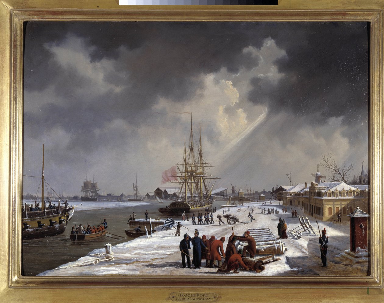 Le port de Rochefort, Louis Garneray, sd. 1820 körül, Olaj, vászon, H. 0,330; L. 0,460. CCIP Coll. alkotó: Ambroise Louis Garneray