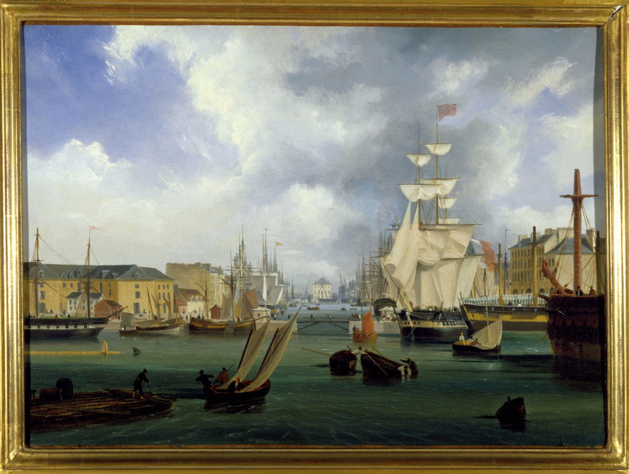 Le Havre kikötője, a Grand Bassin, Louis Garneray, sd. 1820 körül, Olaj, vászon, H. 0,330; L. 0,460. CCIP Coll. alkotó: Ambroise Louis Garneray