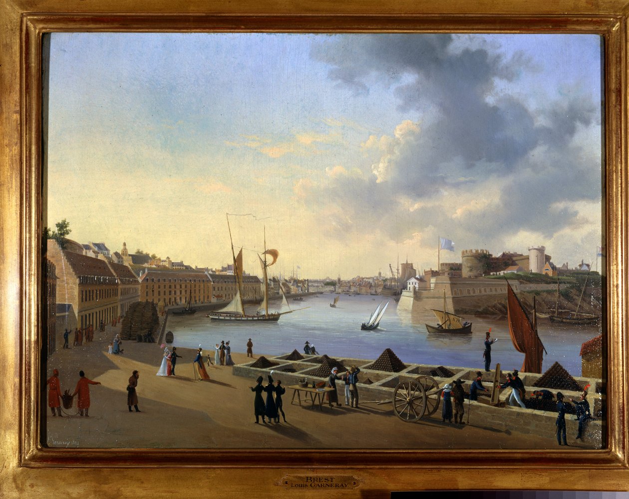 A bresti kikötő és a tüzérségi állomány - Louis Garneray festménye, 1820 körül, Olaj, vászon, H. 0,330; L. 0,460. CCIP Coll. alkotó: Ambroise Louis Garneray