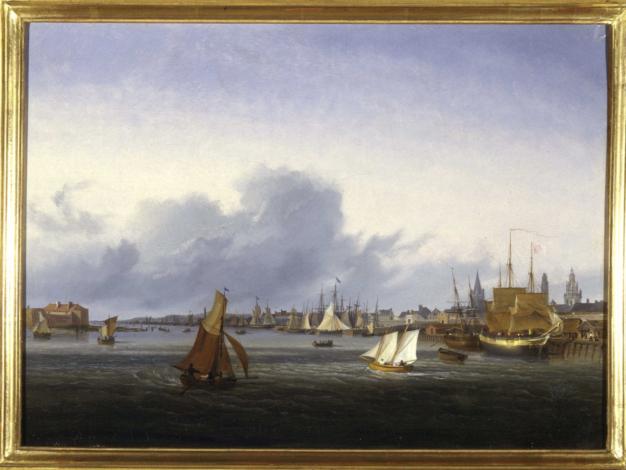 A calais-i kikötő – Louis Garneray, sd. 1820 körül, Olaj, vászon, H. 0,330; L. 0,460. CCIP Coll. alkotó: Ambroise Louis Garneray