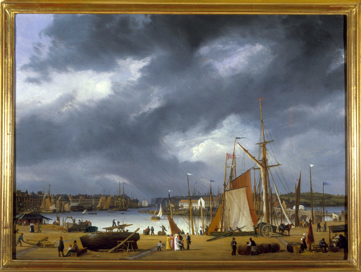 Dieppe kikötője, Louis Garneray, sd. 1820 körül, Olaj, vászon, H. 0,330; L. 0,460. CCIP Coll. alkotó: Ambroise Louis Garneray