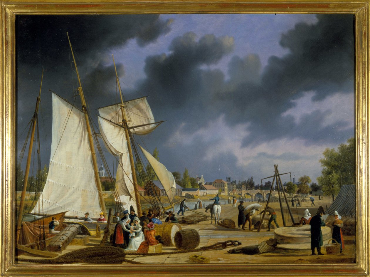 Caen kikötője, Louis Garneray, sd. 1820 körül, Olaj, vászon, H. 0,330; L. 0,460. CCIP Coll. alkotó: Ambroise Louis Garneray