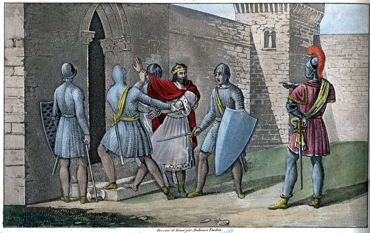 III. Károly, „Az egyszerű” (879-929), Karoling-dinasztia. Detrone 922-ben, és kénytelen volt megmenteni magát, II. Vermandois-i Herberthez (kb. 880-943) keresett menedéket, aki 923-ban a peronne-i kastélyban tartotta fogva. - Tervezte és metszett: Ambroise alkotó: Ambroise Tardieu